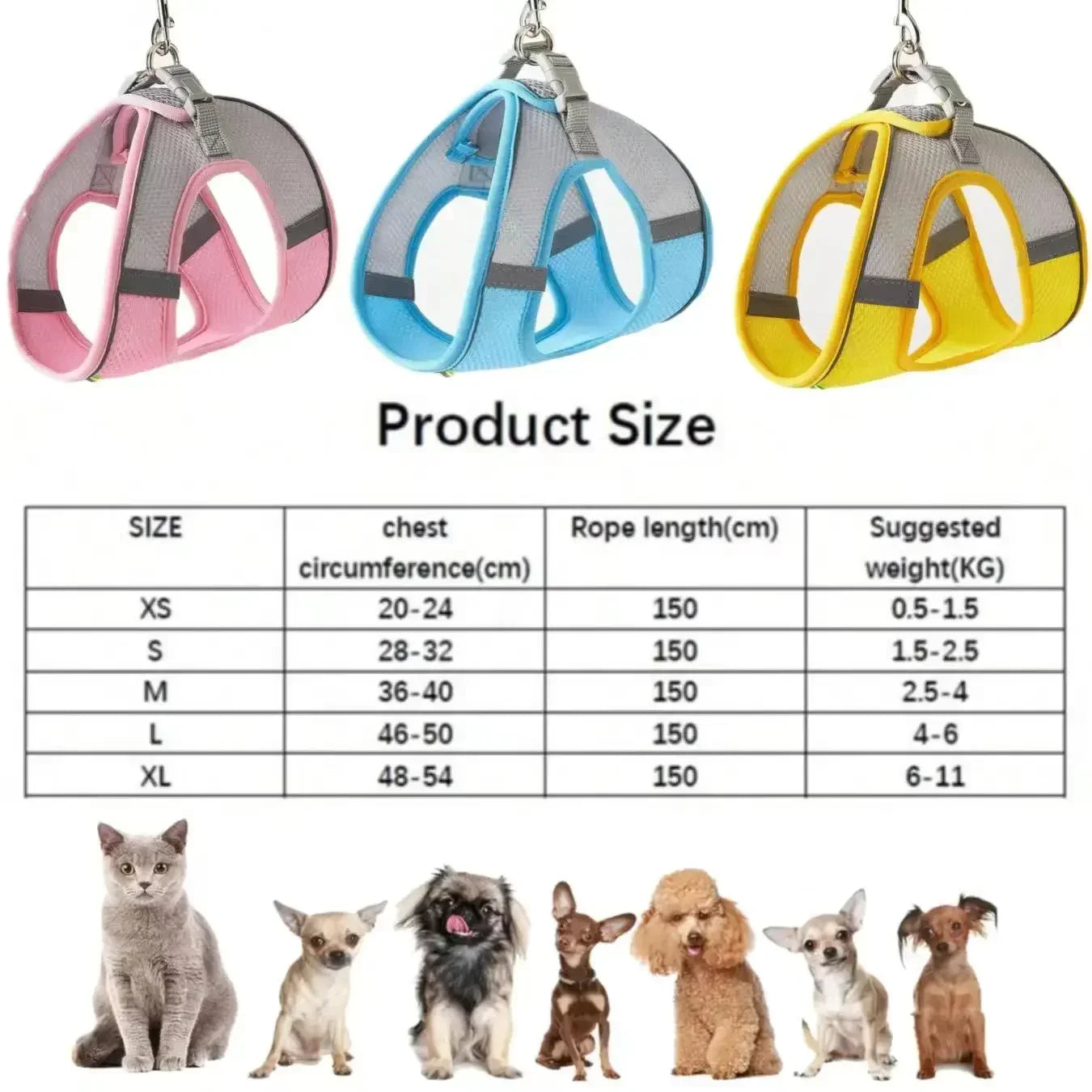 Escape-Proof Reflective Harness & Leash Set – Comfortable Walking Vest for Small Dogs & Cats 🐕🐱