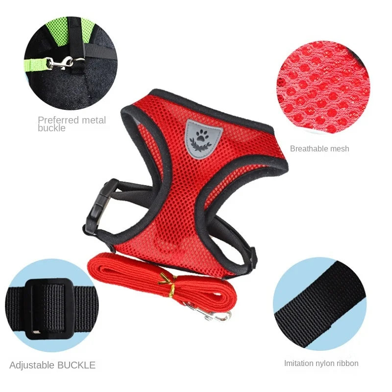 Adjustable No-Pull Reflective Harness with Leash for Dogs and Cats 🐶🐱